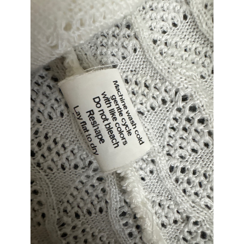 Cottagecore Whimsy Cozy White Pointelle Knit Cardigan Sweater 2X - Picture 3 of 7